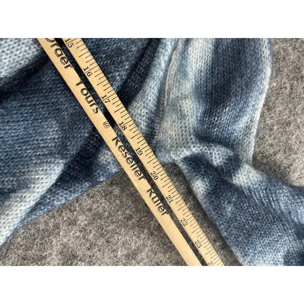 Sioni Cardigan Women Small Sweater Open Front Blue Wool Blend Tie Dye N191